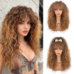New Arrival Wig Natural Wool Curly Bangs Synthetic Full Head Wig Cap Heat Resistant Fiber Curly Hair Wig for Women Daily Style - Image 7