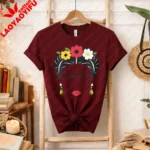 Frida Inspired Floral Portrait Shirt Minimalist Mexican Art Tee Graphic T Shirts Oversized T Shirt  Aesthetic Clothes Harajuku - Image 7