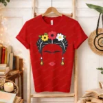 Frida Inspired Floral Portrait Shirt Minimalist Mexican Art Tee Graphic T Shirts Oversized T Shirt  Aesthetic Clothes Harajuku - Image 5