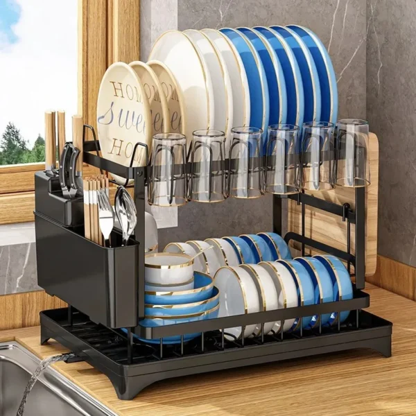 New Dish Storage Rack Kitchen Multifunctional Shelf Household Dish and Chopsticks Storage Rack Countertop Dish Drain Rack