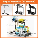 Under Sink Organizers, Metal Pull Out Under Sink Organizers,Storage Shelves with Sliding Drawer,Under Sink Storage for Kitchen - Image 6