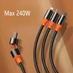 240W 4 in 1 USB Type C Cable for iPhone 14 Pro Max 3 in 1 USB Charging Cable 2 in 1 Micro Cable for Samsung Xiaomi Huawei & More - Image 5