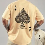 Summer men's 100% pure cotton casual sports loose oversized retro spade A printed comfortable round neck short sleeved T-shirt - Image 9