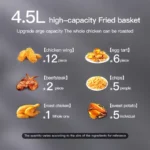 1.19-Gallon Air Fryer: Features a smart touch screen with color icons, multiple preset recipes, and manual adjustment functions for quick and effortless cooking. Dishwasher-safe; ideal for home use, gatherings, and as a versatile kitchen appliance—serving - Image 5