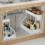 Under Sink Organizer Space Saving 2 Tier Pull Out Storage Box Durable Large Capacity Kitchen Bathroom Essential Drawer Organizer