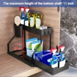 Under Sink Organizer Space Saving 2 Tier Pull Out Storage Box Durable Large Capacity Kitchen Bathroom Essential Drawer Organizer - Image 5