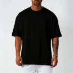 26Cotton Mens Blank T-Shirt White Oversized Retro Solid Color T-Shirt Large Size Mens Womens Fashion Short Sleeve Mens T-Shirt - Image 4