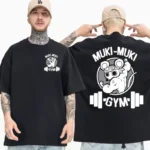 T-shirts Unisex Funny Ninja Mice Muki Muki Gym T Shirt Muscular Mouse Oversized T-shirt