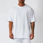 26Cotton Mens Blank T-Shirt White Oversized Retro Solid Color T-Shirt Large Size Mens Womens Fashion Short Sleeve Mens T-Shirt