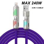 4-in-1 240W USB Type C Silicone Fast Charging Cable, For iPhone Huawei Samsung Xiaomi Durable Type-C To USB A Cable - Image 7