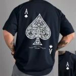 Summer men's 100% pure cotton casual sports loose oversized retro spade A printed comfortable round neck short sleeved T-shirt - Image 10