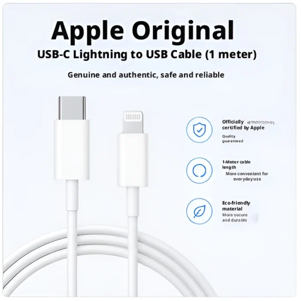 Original Apple 1m Lightning Charging Cable For iPhone 14 13 Pro Max 12 11 Pro 14 USB Type C To Lightning Safe Data Charger Cord