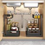 Under Sink Organizers, Metal Pull Out Under Sink Organizers,Storage Shelves with Sliding Drawer,Under Sink Storage for Kitchen
