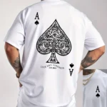 Summer men's 100% pure cotton casual sports loose oversized retro spade A printed comfortable round neck short sleeved T-shirt - Image 7