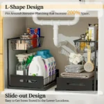 Under Sink Organizers, Metal Pull Out Under Sink Organizers,Storage Shelves with Sliding Drawer,Under Sink Storage for Kitchen - Image 3