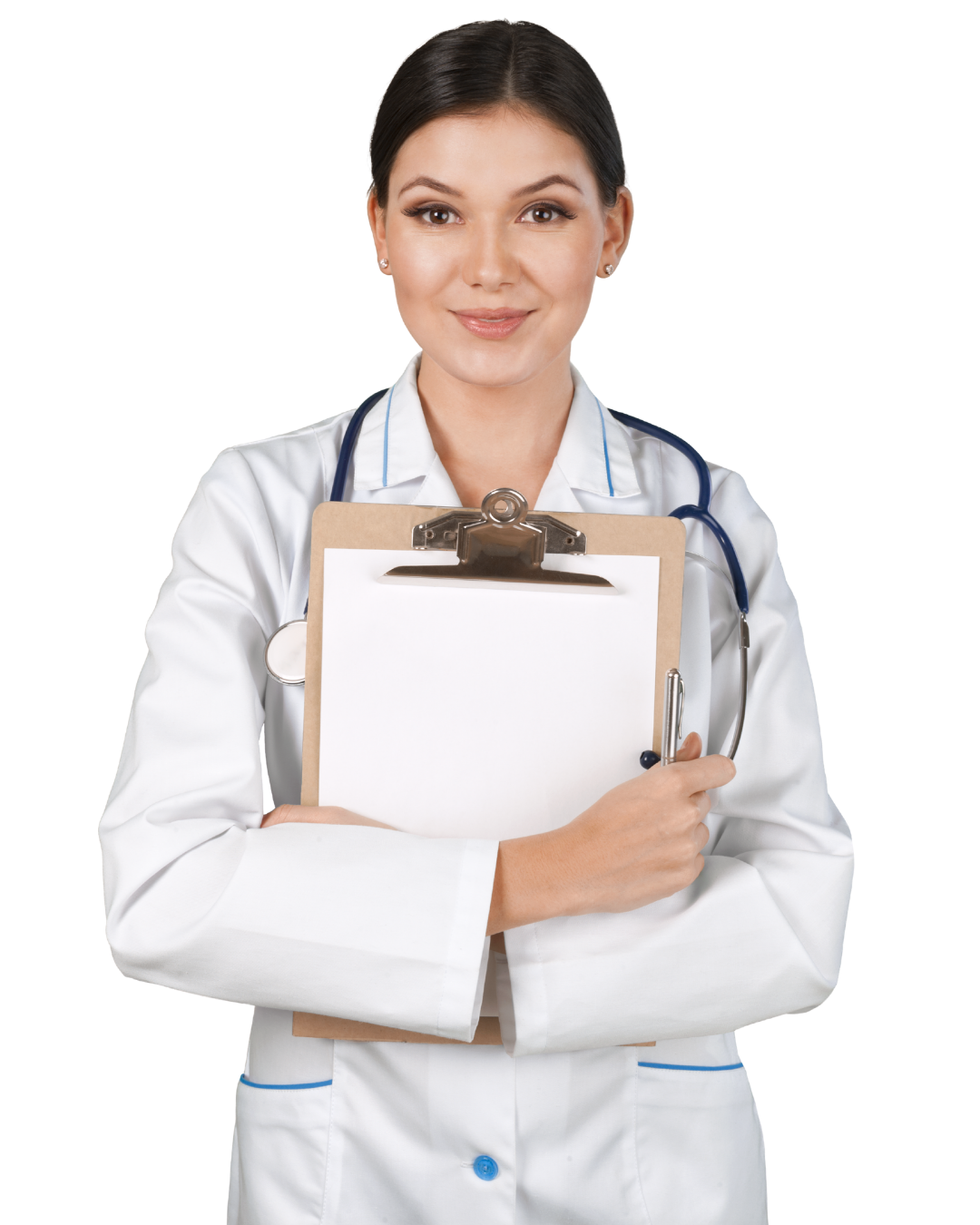 Doctora profesional lista para brindar atención médica