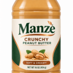 Manzè Crunchy Peanut Butter – Soft & Creamy, 16 oz