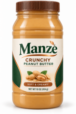 Manzè Crunchy Peanut Butter – Soft & Creamy, 16 oz