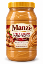 Manzè Spicy Creamy Peanut Butter – Ultra Smooth, 16 oz (454 g)