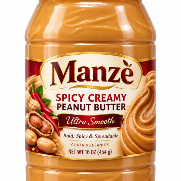 Manzè Spicy Creamy Peanut Butter – Ultra Smooth, 16 oz (454 g)
