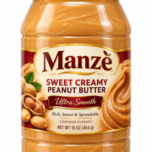 Manzè Sweet Creamy Peanut Butter – Ultra Smooth, 16 oz (454 g)