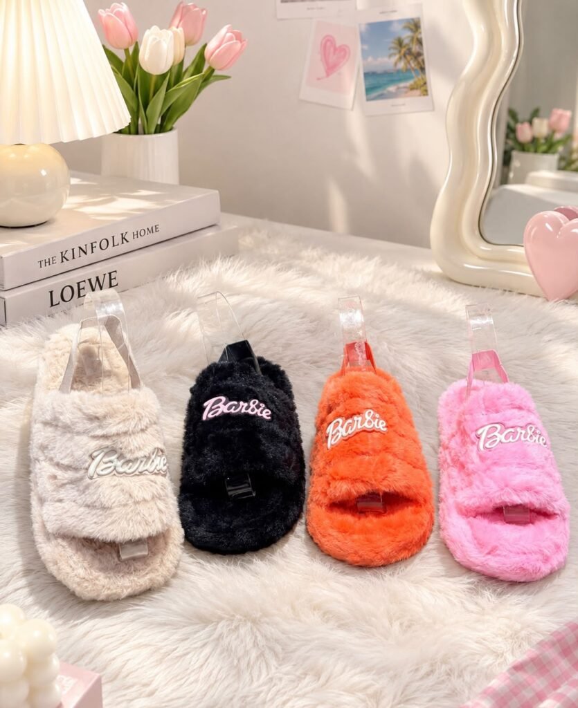 Women’s Barbie Fuzzy Slippers
