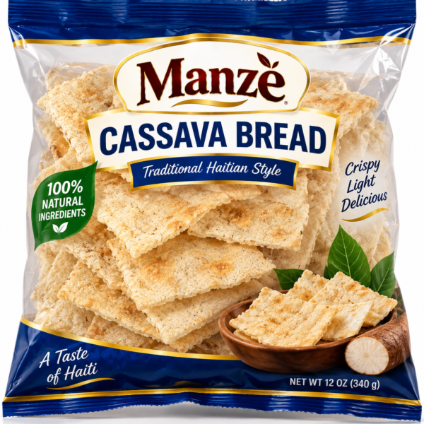 Manzè Traditional Haitian Cassava Bread – Crispy & Light, 12 oz (340 g)
