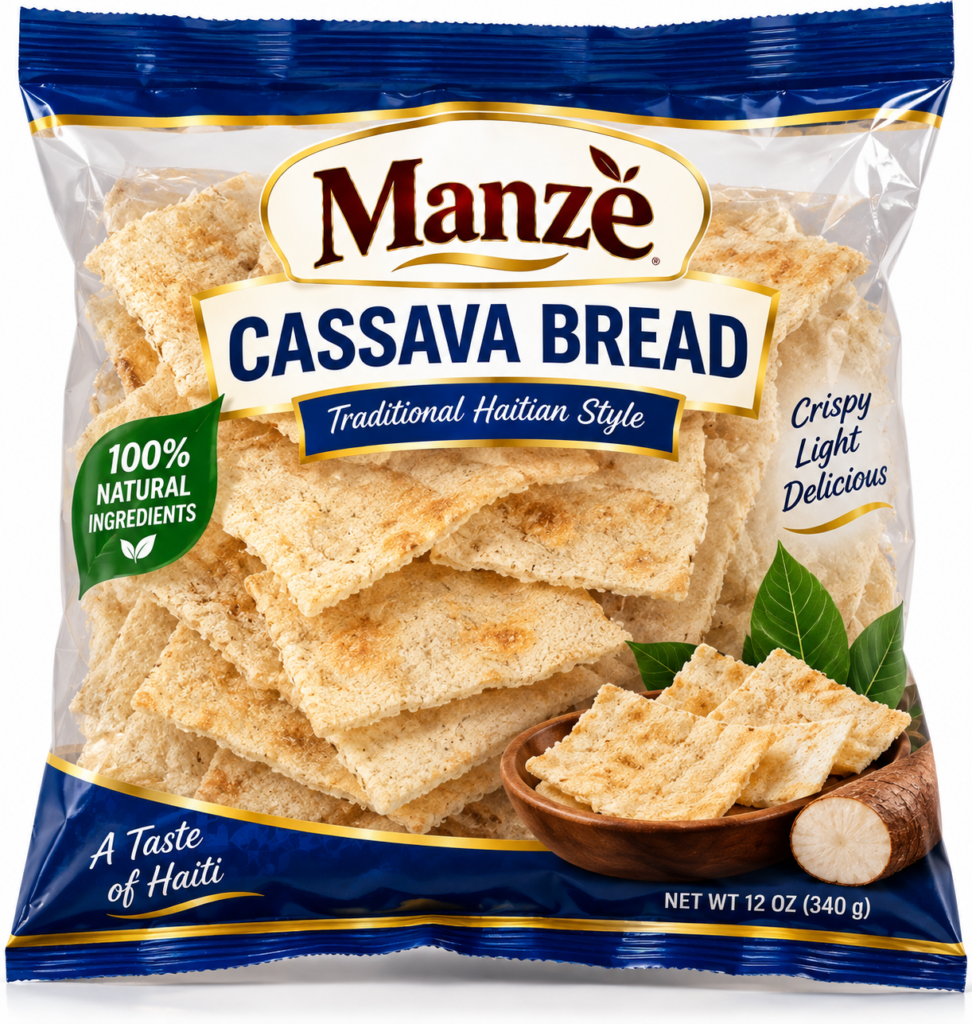 Manzè Traditional Haitian Cassava Bread – Crispy & Light, 12 oz (340 g)