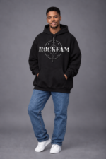 ROCKFAM Men’s Oversized Graphic Hoodie – Black - Image 2