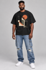 Men’s Oversized Abstract Graphic T-Shirt – Urban Geometry - Image 3