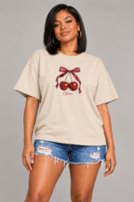 Women’s Oversized Graphic T-Shirt – Chérie Cherry Bow
