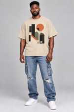 Men’s Oversized Abstract Graphic T-Shirt – Urban Geometry - Image 2