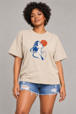 Women’s Oversized Graphic T-Shirt – Blue Muse - Image 5