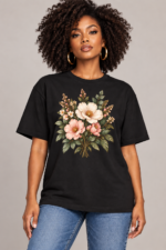 Women’s Oversized T-Shirt – Blooming Elegance - Image 3