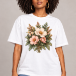 Women’s Oversized T-Shirt – Blooming Elegance