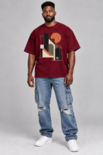 Men’s Oversized Abstract Graphic T-Shirt – Urban Geometry - Image 5
