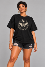 Women’s Oversized Graphic T-Shirt – Celestial Moth & Moon