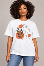 Women’s Oversized T-Shirt – Botanical Line Art - Image 4