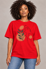 Women’s Oversized T-Shirt – Botanical Line Art - Image 5