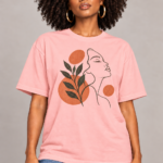 Women’s Oversized T-Shirt – Botanical Line Art
