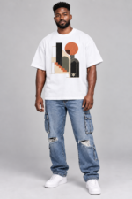 Men’s Oversized Abstract Graphic T-Shirt – Urban Geometry - Image 4