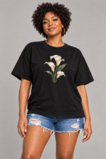 Women’s Oversized Floral T-Shirt – Ivory Calla Lily