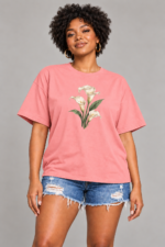 Women’s Oversized Floral T-Shirt – Ivory Calla Lily - Image 3