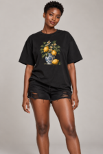 Women’s Oversized Graphic T-Shirt – Lemon Blossom Vase - Image 5