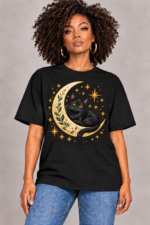 Women’s Oversized T-Shirt – Moonlight Cat - Image 2