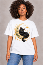 Women’s Oversized T-Shirt – Moonlight Cat