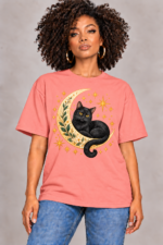 Women’s Oversized T-Shirt – Moonlight Cat - Image 4
