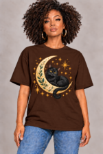 Women’s Oversized T-Shirt – Moonlight Cat - Image 5