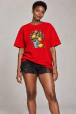 Women’s Oversized Graphic T-Shirt – Lemon Blossom Vase - Image 3