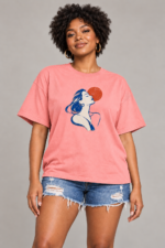 Women’s Oversized Graphic T-Shirt – Blue Muse - Image 4